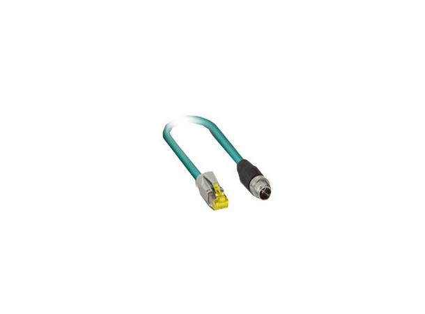 Moxa CBL-M12XMM8PRJ45-BK-100-IP67 1-meter X-coded M12-to-RJ45 Cat-5E UTP G 